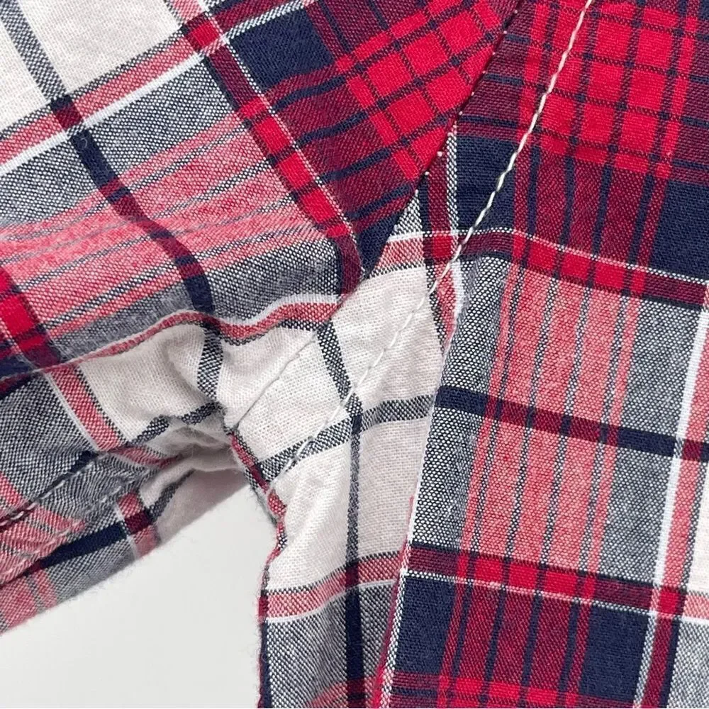 The Children’s Place Boy’s Classic Red Plaid Cotton Poplin Button Down Shirt 5/6